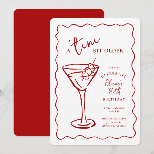 Verjaardagsfeestje voor een 'Tini Beetje Ouder 30 Kaart (Voorkant / Achterkant)