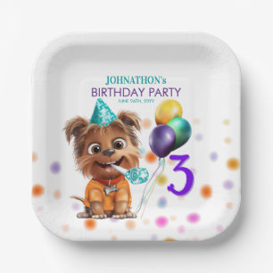 Verjaardagsfeestje voor honden papieren bordje