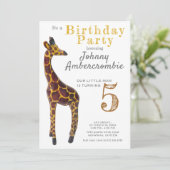 Verjaardagsfeestje voor jongen met giraffe kaart (Staand voorkant)