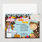 verjaardagsfeestje voor jongens met melk en koekje kaart (Voorkant / Achterkant)