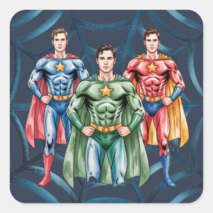 Verjaardagsfeestje voor jongens vierkante sticker