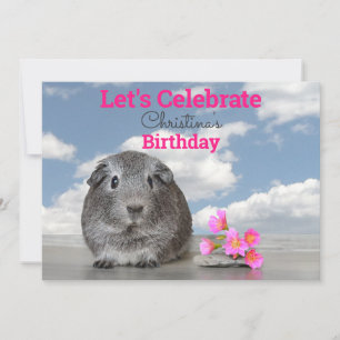 Verjaardagsfeestje voor kinderen Cute Cavia Roze B Kaart