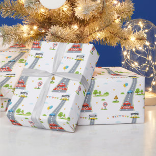 Verjaardagsfeestje voor kinderen met raceauto's cadeaupapier