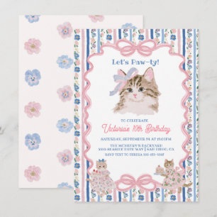 Verjaardagsfeestje voor Kitten Meisje Kaart