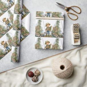 Verjaardagsfeestje voor kleine visser cadeaupapier