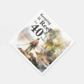 Verjaardagsfeestje voor mannen met waterverf visse servet (Hoek)