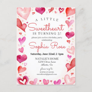 Verjaardagsfeestje voor meisje in februari, Lieve  Briefkaart
