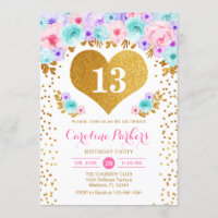 Verjaardagsfeestje voor meisjes - Gold Heart Blauw