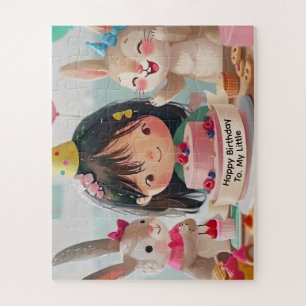 Verjaardagsfeestje voor meisjes met schattige koni legpuzzel