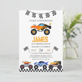 Verjaardagsfeestje voor moderne kinderen met monst kaart (Staand voorkant)