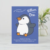 Verjaardagsfeestje voor pinguïns kaart (Staand voorkant)