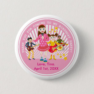 verjaardagsfeestje voor pop ster ronde button 5,7 cm