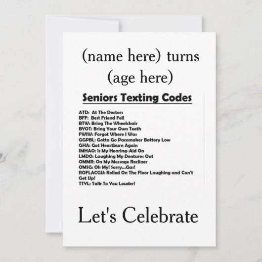 **VERJAARDAGSFEESTJE VOOR SENIOREN** UITNODIGEN (L KAART (Voorkant)