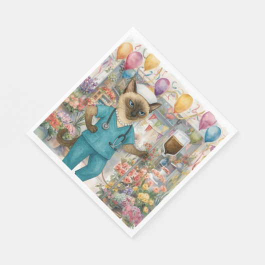 Verjaardagsfeestje voor verpleegkundigen met bloem servet (Hoek)