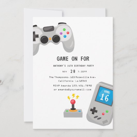 Verjaardagsfeestje voor Videogames Kaart (Voorkant)