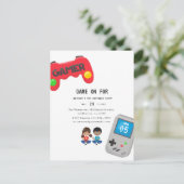 Verjaardagsfeestje voor videospelletjes briefkaart (Staand voorkant)