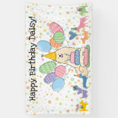 Verjaardagsfeestje voor witte Samojeed hond Biscui Spandoek (Verticaal)