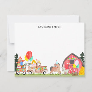 Verjaardagsfeestje Vrachtwagen Barnyard Boerderij  Notitiekaartje