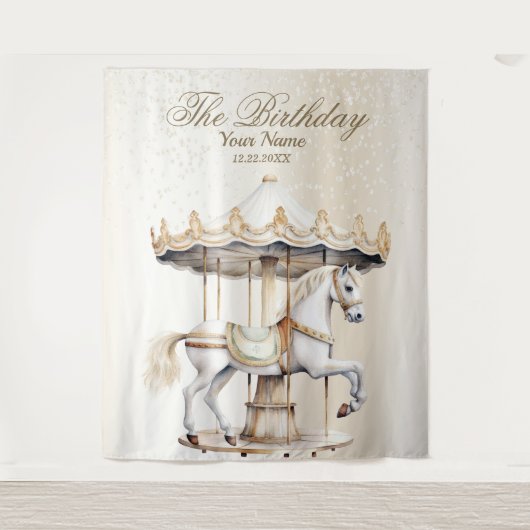 Verjaardagsfeestje Vrolijk naar ronde Circus Carna Wandkleed (Voorkant)