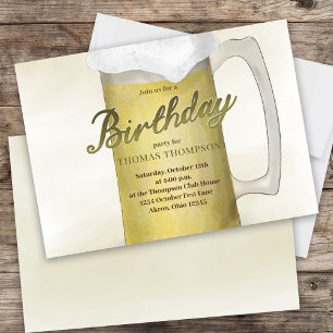 Verjaardagsfeestje Waterverf Golden Frosty Biergla Kaart