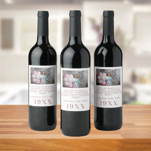 Verjaardagsfeestje wit rose goud jaar geboren foto wijn etiket