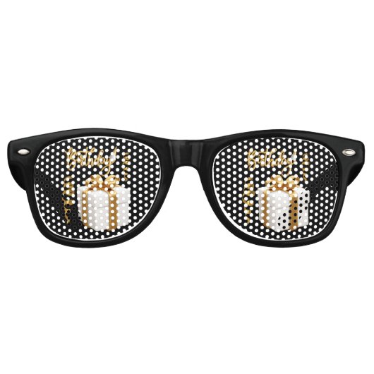 Verjaardagsfeestje Witte Goud Retro Zonnebril (Voorkant)