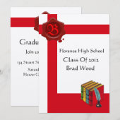 VERJAARDAGSFEESTJE, Witte Rood Waszegel Monogram, Kaart (Voorkant / Achterkant)