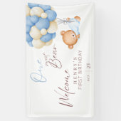 Verjaardagsfeestje Woodland Beer Jongen 1 Jaar Spandoek (Verticaal)