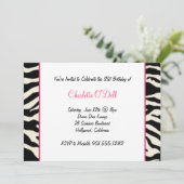 verjaardagsfeestje zebra kaart (Staand voorkant)