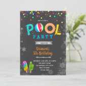 Verjaardagsfeestje zwembad in de winter kaart (Staand voorkant)