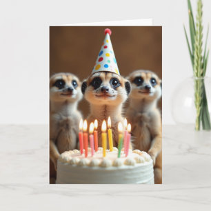 Verjaardagsfeestmutskaart voor knuffelvrienden kaart