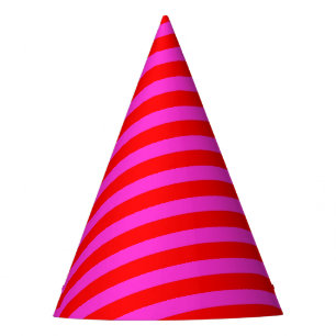 Verjaardagsfeeststrepen roze rood patroon feesthoedjes