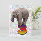 Verjaardagsfeestuitnodiging 3, met gelukkige olifa kaart (Staand voorkant)