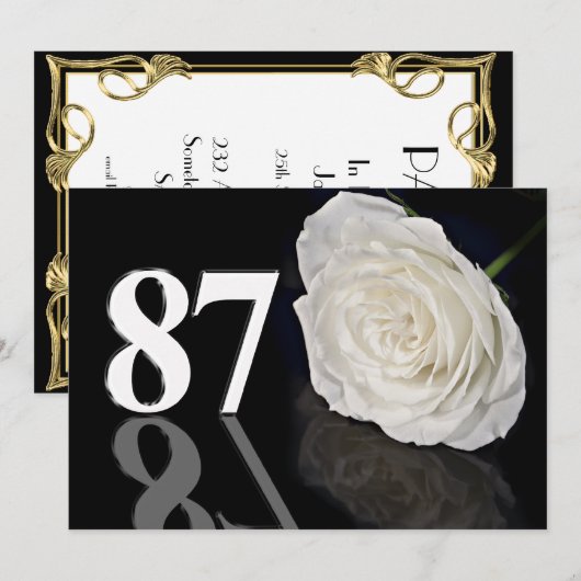 Verjaardagsfeestuitnodiging 87 jaar oud kaart (Voorkant / Achterkant)