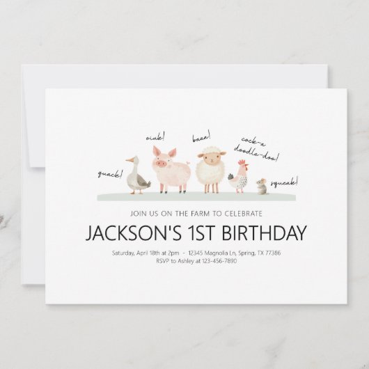 Verjaardagsfeestuitnodiging - Boerderij Dierenthem Kaart (Voorkant)