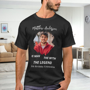 Verjaardagsfoto man mythe legende naam fun black t-shirt