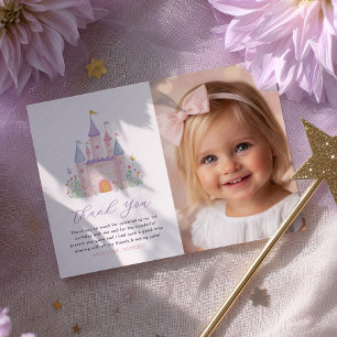 Verjaardagsfoto meisje dankkaart prinsessenfeestje bedankkaart