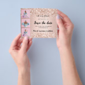 Verjaardagsfoto roze goud Save the Date Flyer (Hand)