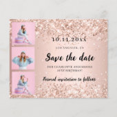 Verjaardagsfoto roze goud Save the Date Flyer (Voorkant)
