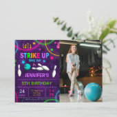 Verjaardagsfoto uitnodiging bowlen (Staand voorkant)