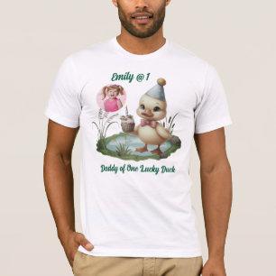 Verjaardagsfoto voor papa van één geluks eendje le t-shirt