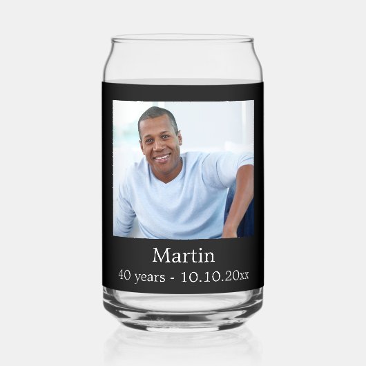 Verjaardagsfoto zwart wit blikvorm glas (Achterkant)