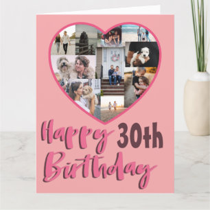 Verjaardagsfotocollagekaart voor elke leeftijd, 30 kaart