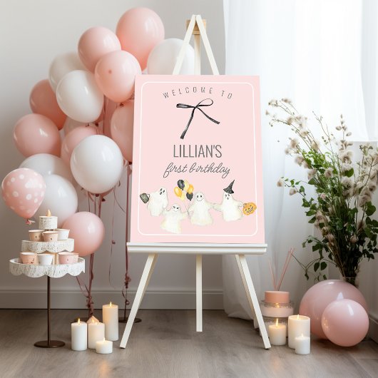 Verjaardagsgeest en Black Bow Baby shower Poster