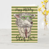 Verjaardagsgroet kaart grappige zilveren vos (Gele Bloem)