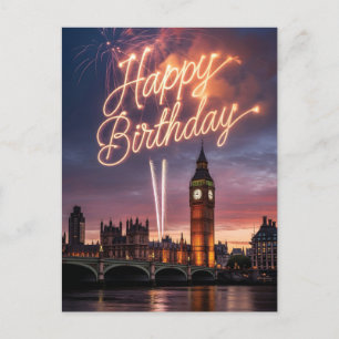 Verjaardagsgroet met vuurwerk in Londense stadsgez Briefkaart