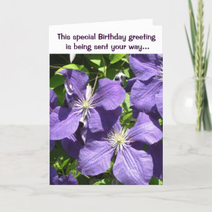 Verjaardagsgroet Paarse Clematis Kaart