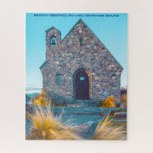 Verjaardagsgroet Vader-Meer Tekapo-Nieuw-Zeeland Legpuzzel