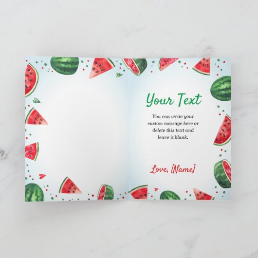 Verjaardagsgroet voor een watermeloenfeestje 'One Kaart (Binnen)