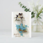 Verjaardagsgroeten met cute hond en schoen briefkaart (Staand voorkant)